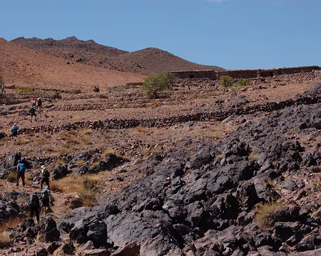 DSC_0337 Arrivée à notre première aire de pique-nique, où nous dégusterons le jolie travail du cuisinier, à partir des ingrédients transportés par les mules.
