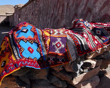 DSC_0796 L'envers de ces tapis, plus rêche, sert l'été pour manger; l'endroit en laine sert de couverture l'hiver. Certain de ces tapis peuvent servir de décor mural. La...