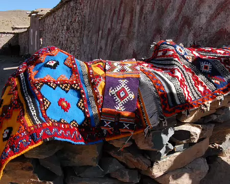 DSC_0796 L'envers de ces tapis, plus rêche, sert l'été pour manger; l'endroit en laine sert de couverture l'hiver. Certain de ces tapis peuvent servir de décor mural. La...