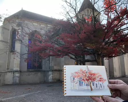 Dessin Eglise et orme