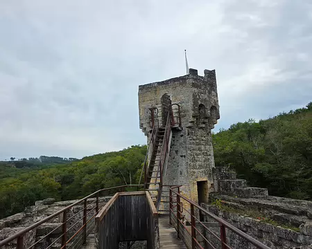 054 Sommet du Donjon atteint après 80 mètres de dénivelé. L'été possibilité de descendre en rappel