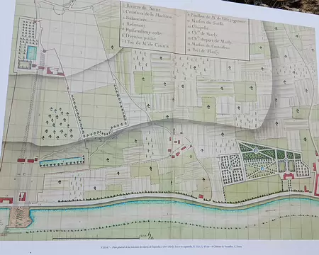 020 Plan de la Machine de Marly, gigantesque dispositif de pompage des eaux de la Seine, conçue par Arnold de Ville, et construite par Rennequin Sualem de 1681 à...