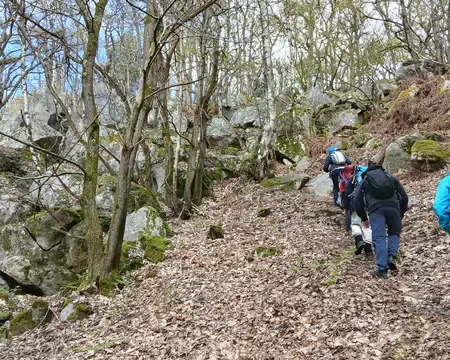 029 Montée raide au milieu des blocs de grès