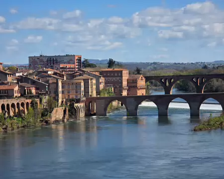 049 Le Pont Vieux et le Pont Neuf, le Tarn et les anciens moulins.