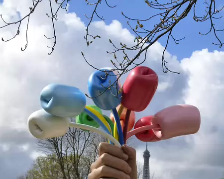 P1220647 Bouquet de tulipes (2019) de l'américain Jeff Koons en soutien du peuple américain aux parisiens suite aux attentats de 2015-16