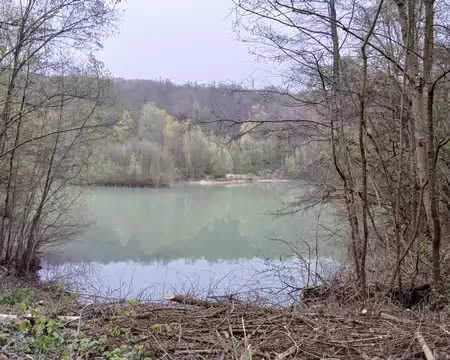 022 Le Lac bleu (2 ha), au cœur de la forêt de Carnelle, est une ancienne carrière de marnes exploitée au XIXème siècle, puis inondée par des eaux de sources