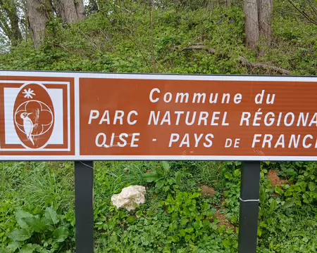 003 Logo du parc : le pic vert représente le patrimoine naturel et forestier, les quatre feuilles symbolisent l’art gothique