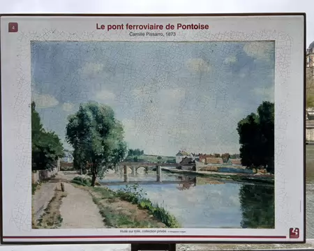 006 Les peintres impressionnistes, dont Camille Pissarro, se sont inspirés des paysages de la vallée de l’Oise. Ici, le pont ferroviaire de Pontoise en 1873