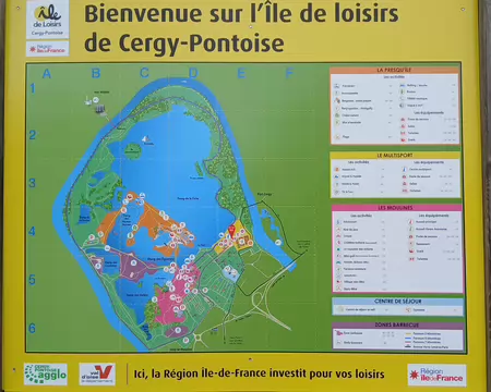 022 La base de loisirs de Cergy-Pontoise a été aménagée autour des étangs qui ont remplacé les anciennes gravières de la boucle de l’Oise