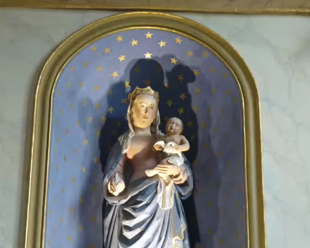 P1230063 Vierge à l'enfant en pierre, XIVè s.