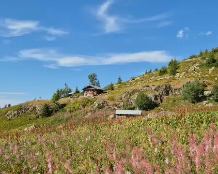 2026-08-24-17h01m52 Passons au premier chalet de la grande Valloire et tentons de téléphoner pour prévenir le refuge de Combe Madame que nous ne pourrons rejoindre ce soir