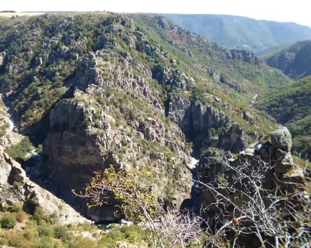 P1230708 Le Chassezac, affluent de l'Ardèche, coupe le plateau par des gorges spectaculaires.