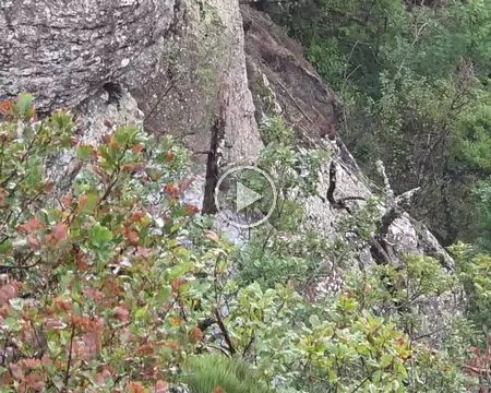 113 Zoom sur le saut de Vézoles. Suite aux fortes pluies de la nuit, la descente pour approcher le saut de Vezoles était trop glissante.