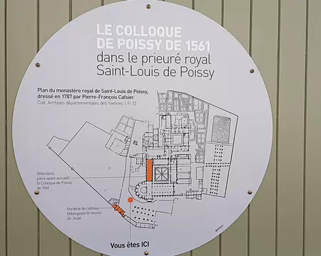 040 Ici eut lieu le Colloque de Poissy (1561) sous l’égide du roi Charles IX et de sa mère Catherine de Médicis, régente, pour un essai de conciliation entre...
