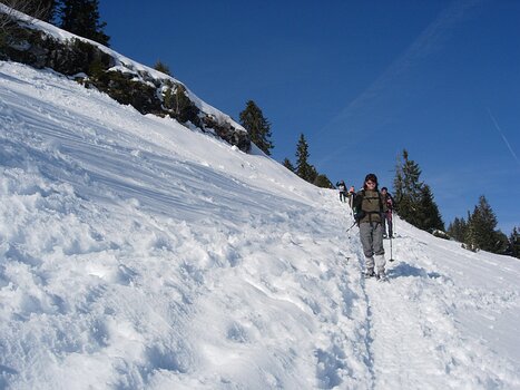 2009-02 Plateau des Glieres Céline Falissard, détail sortie