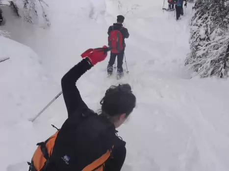 2016-02 Plateau des Glières Jean-Philippe D, détail sortie