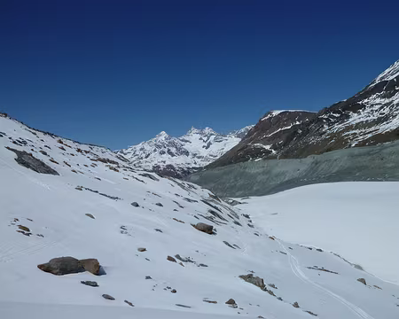 PXL070 Adlergletscher- au fond Dent Blanche (à gauche), Obergabelhorn (au milieu) je crois