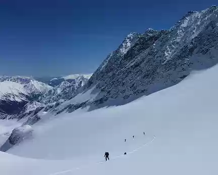 PXL009 skieur avec son chien qui monte
