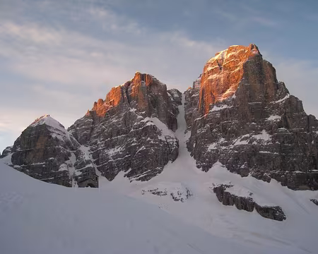 2014-03-19_03 Départ du refuge Brentei, Cima Tosa et Crozzon di Brenta