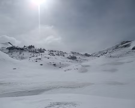 col de la Cayolle 29 février 2016, traversée Bayasse Estenc, vue sur le col de la Cayolle