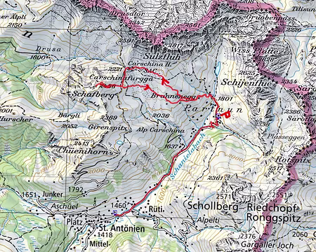 Aprés un bon petit déjeuner à Sankt Antonien, en route pour le Schafberg Aprés un bon petit déjeuner à Sankt Antonien, en route pour le Schafberg