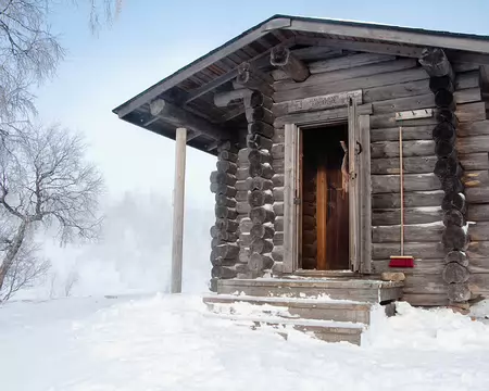 Kiilopaa, Finlande, Février 2009 Cabane à Rautulampi